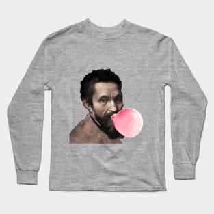 Michael angelo with pink bubble gum Long Sleeve T-Shirt